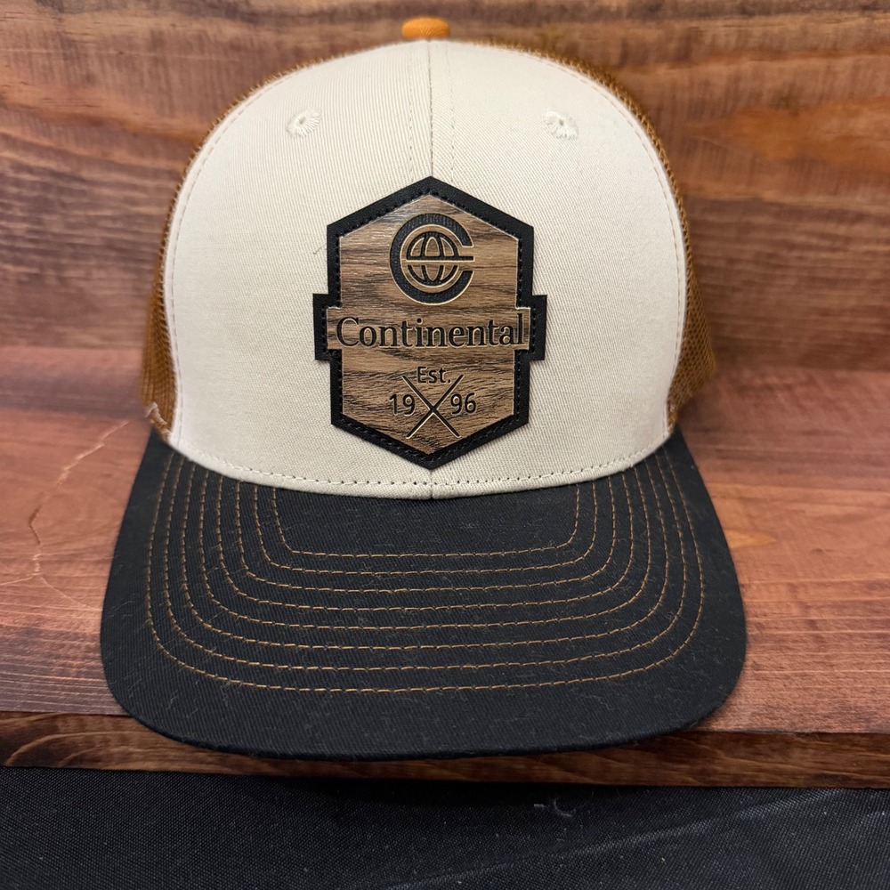 Continental Headwear Trucker Hat Wood Grain Patch Snapback Cream Brown Black B1